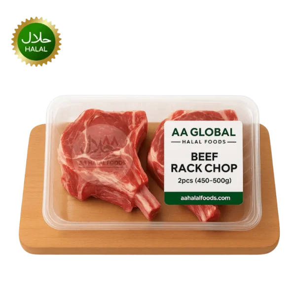 Beef Rack Chop 2pcs 450–500g fresh tender halal meat pack