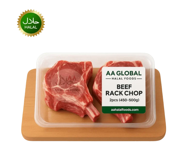Beef Rack Chop 2pcs 450–500g fresh tender halal meat pack