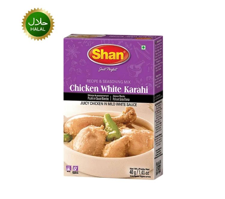 Chicken White Karahi 40g Shan premium spice mix for creamy white karahi rich aroma mild flavor hygienically packed seasoning for cooking