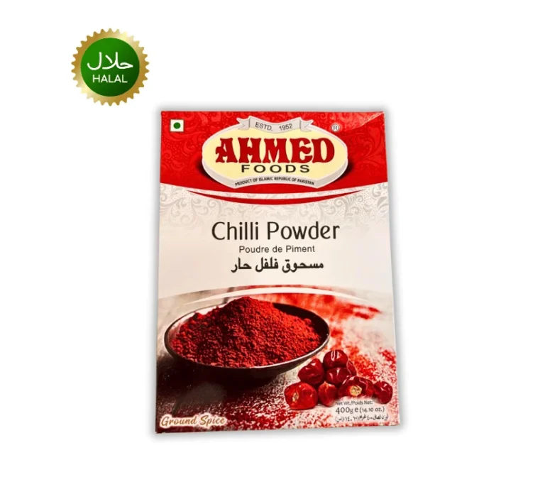 Buy Chilli Powder 400g Ahmed premium spice online. Bright red color, strong heat, perfect for curry, bulk cooking, and seasoning.
