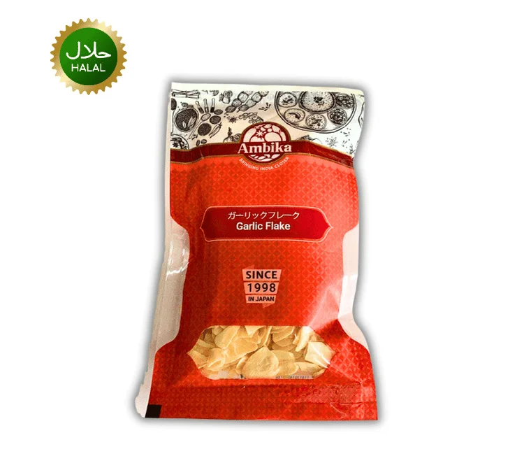 Garlic flake 100g (Ambika) Garlic Flake 100g Ambika premium dried garlic flakes strong aroma hygienically packed spice for cooking seasoning curry and sauces