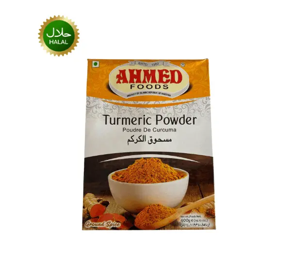 Turmeric Powder 400g (Ahmed) (1) Turmeric Powder 400g Ahmed premium yellow spice natural aroma rich color hygienically packed seasoning for curry and cooking