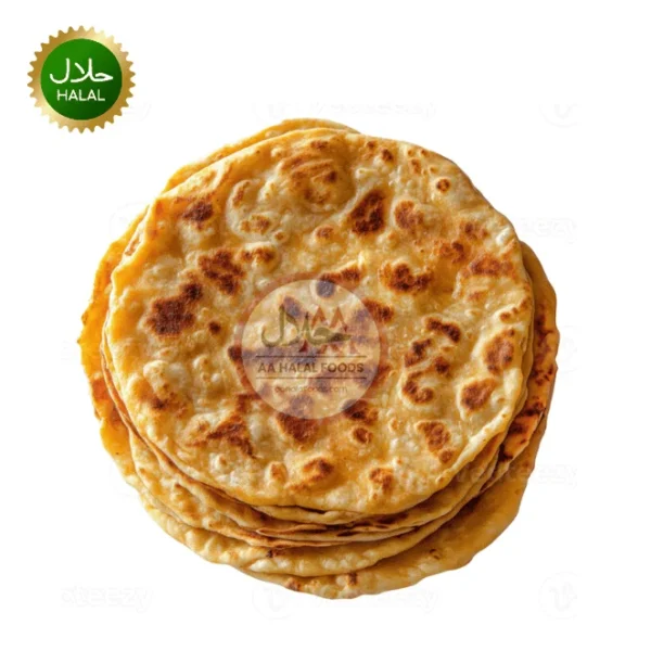 Plain Paratha 5pcs soft frozen layered paratha stacked ready for quick cooking meals