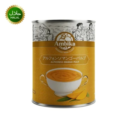 Alphonso Mango Pulp 850g Ambika premium fruit pulp sweet rich mango flavor smooth texture for desserts drinks and smoothies