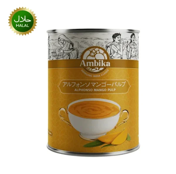 Alphonso Mango Pulp 850g Ambika premium fruit pulp sweet rich mango flavor smooth texture for desserts drinks and smoothies