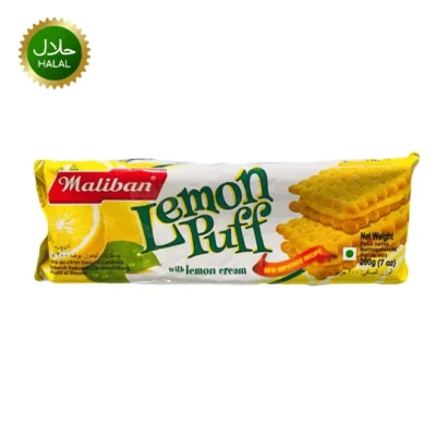 Maliban Lemon Puff Biscuit crispy layered biscuit with lemon cream filling for tea time snack