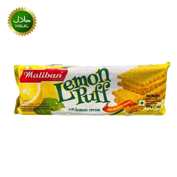 Maliban Lemon Puff Biscuit crispy layered biscuit with lemon cream filling for tea time snack