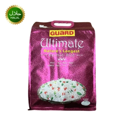 Guard Ultimate Basmati Rice 5kg premium long grain rice pack for biryani and daily cooking use with rich aroma and quality grains