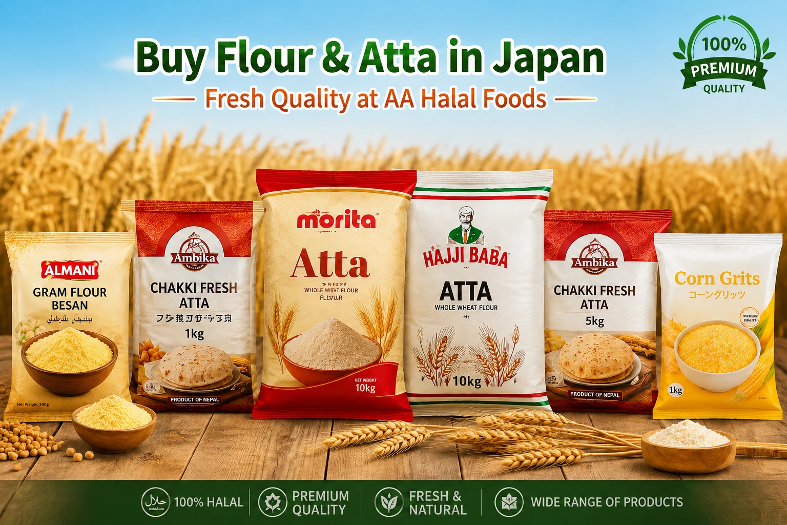 Fresh flour and atta collection in Japan AA Halal Foods