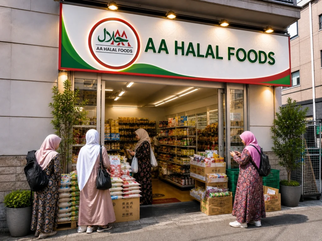 AA Halal Food Japan halal grocery store products display