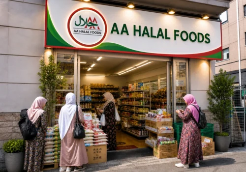 AA Halal Food Japan halal grocery store products display