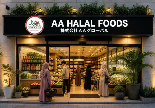 AA Halal Food store exterior in Chiba Japan