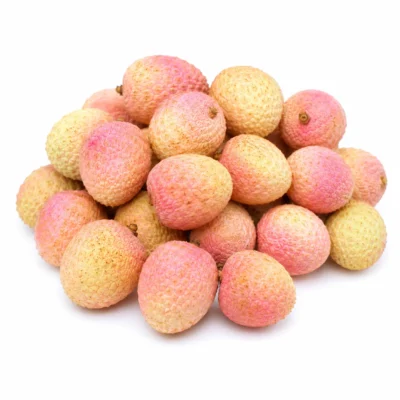 Fresh lychee fruit 500g with juicy tropical texture and natural red peel arranged beautifully in a basket