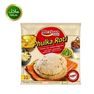 Mezban Phulka Roti 10pcs 450g soft ready to eat roti pack
