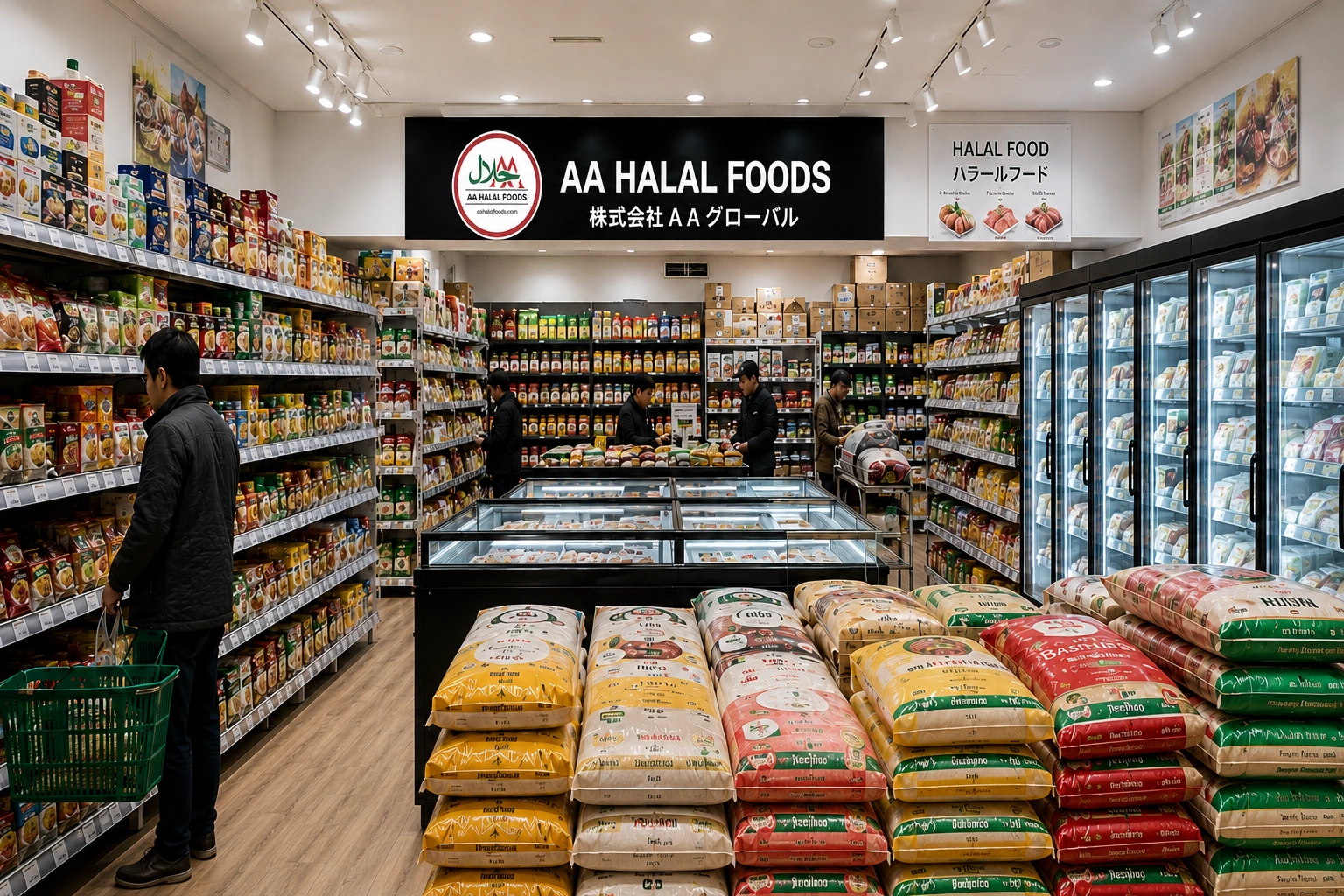 AA Halal Foods Japan online grocery store offering halal food products, fresh groceries, and home delivery service